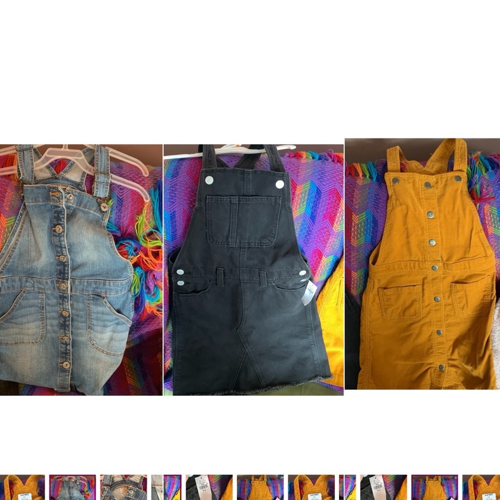 BUNDLE OF 3 overall skirts,skirtalls? lol.Girls old navy size 8.osh kosh size 7